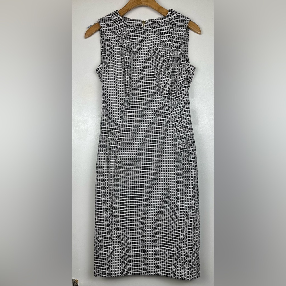 Calvin Klein Sheath Bodycon  Dress Women’s Sz 4 Black White Sleeveless Geometric